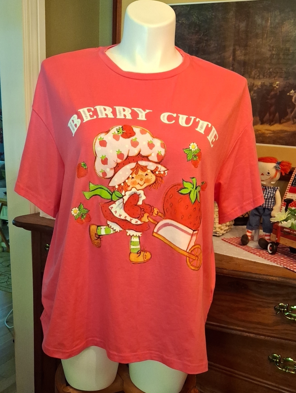 SHEIN Plus Size 2X Womens Pink 'Berry Cute' Strawberry Graphic Tee
